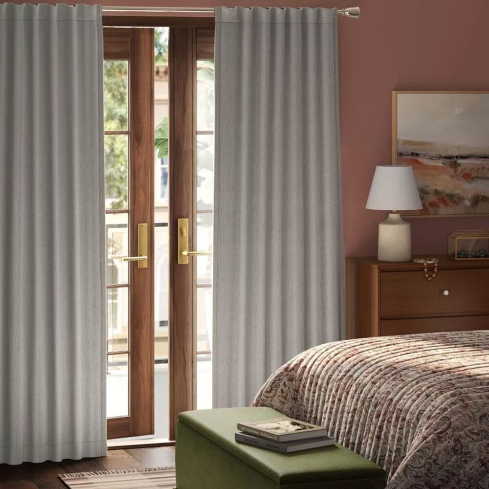 Threshold - 50"x63" Blackout Corded Ribbed Curtain Panel Gray  Gray